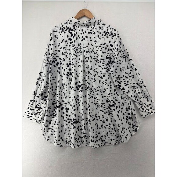 Alfani Women's Button Down Blouse White & Black Dalmatian Print Size 2X - Picture 6 of 7